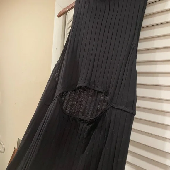 Rag & Bone asymmetrical Ribbed Black dress. Detailed back - Picture 6 of 12